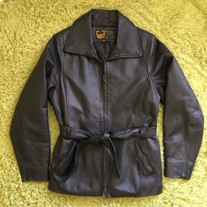 Vintage Black Leather Coat